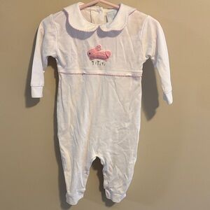 Crochet Playsuit-Pink Bunny by Little English 9 months